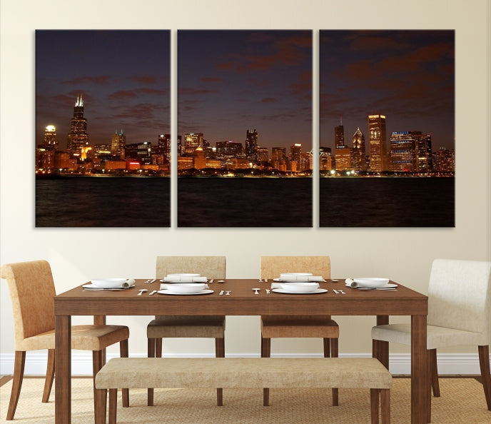 Beautiful Chicago Skyline Wall Art Large Cityscape Canvas Print