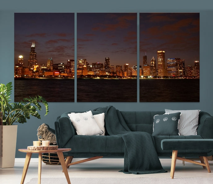 Beautiful Chicago Skyline Wall Art Large Cityscape Canvas Print