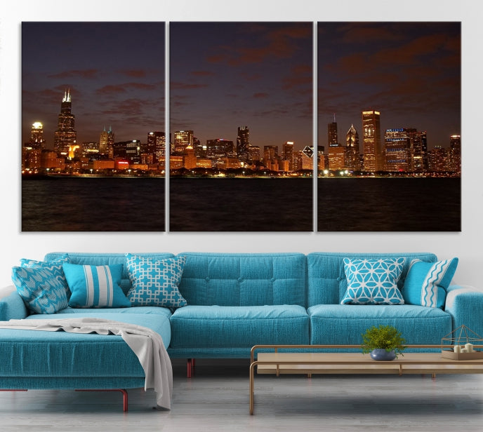 Beautiful Chicago Skyline Wall Art Large Cityscape Canvas Print