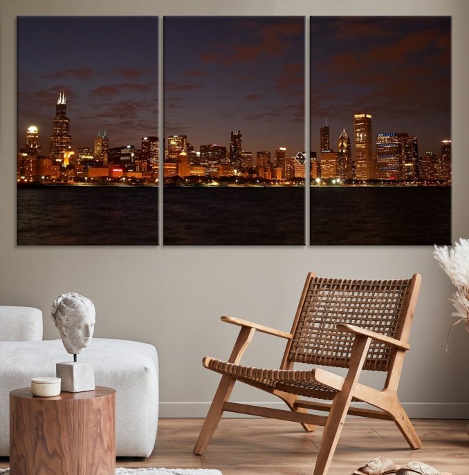 Beautiful Chicago Skyline Wall Art Large Cityscape Canvas Print