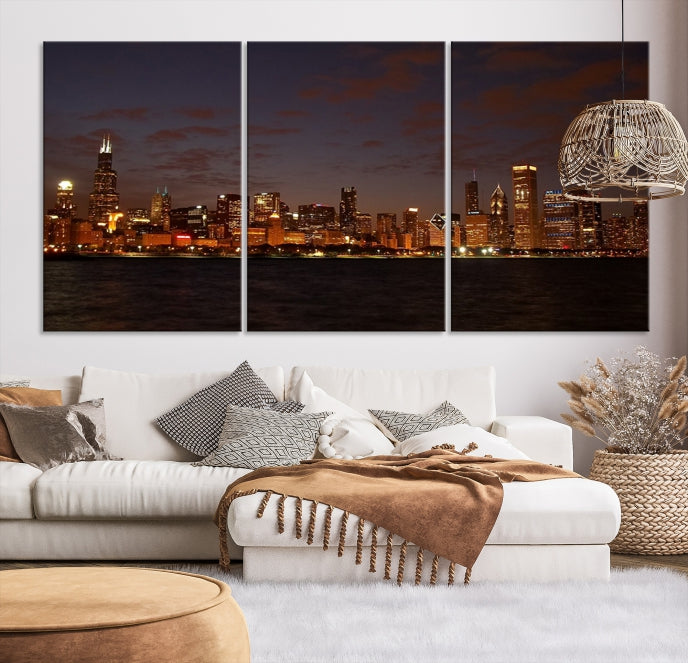 Beautiful Chicago Skyline Wall Art Large Cityscape Canvas Print