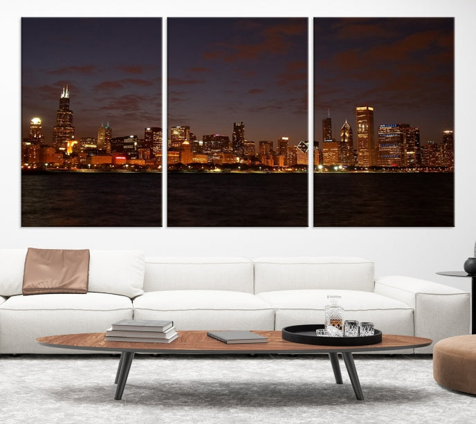 Beautiful Chicago Skyline Wall Art Large Cityscape Canvas Print