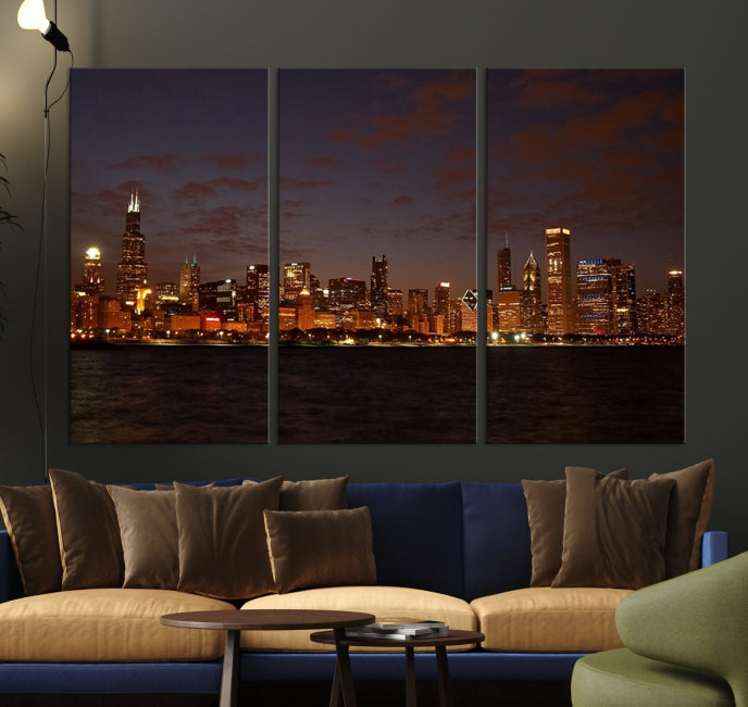 Beautiful Chicago Skyline Wall Art Large Cityscape Canvas Print