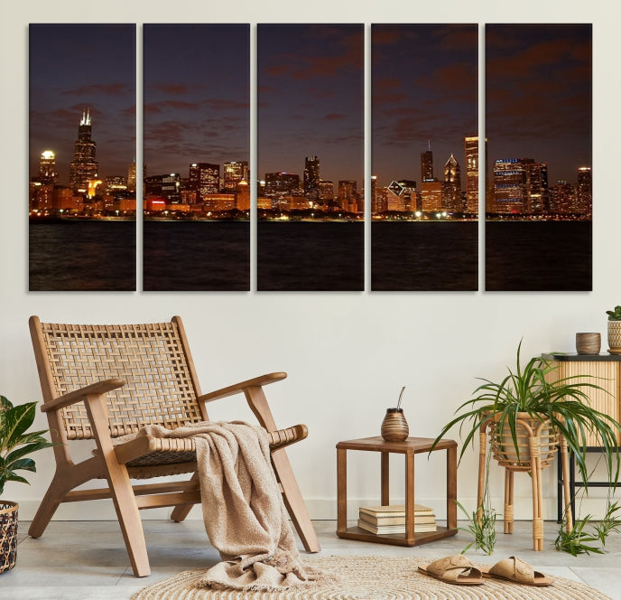 Beautiful Chicago Skyline Wall Art Large Cityscape Canvas Print