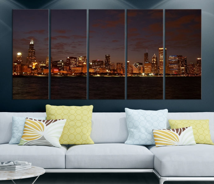 Beautiful Chicago Skyline Wall Art Large Cityscape Canvas Print