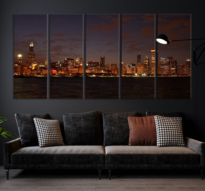 Beautiful Chicago Skyline Wall Art Large Cityscape Canvas Print