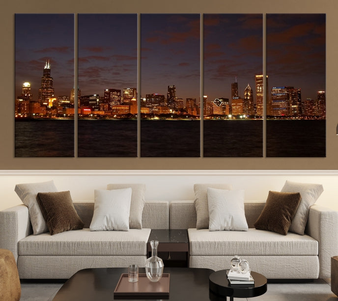 Beautiful Chicago Skyline Wall Art Large Cityscape Canvas Print