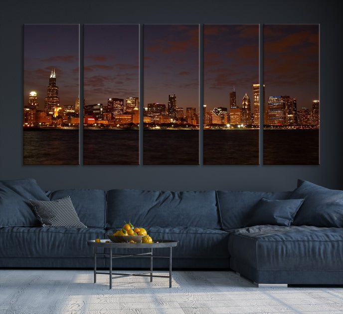 Beautiful Chicago Skyline Wall Art Large Cityscape Canvas Print