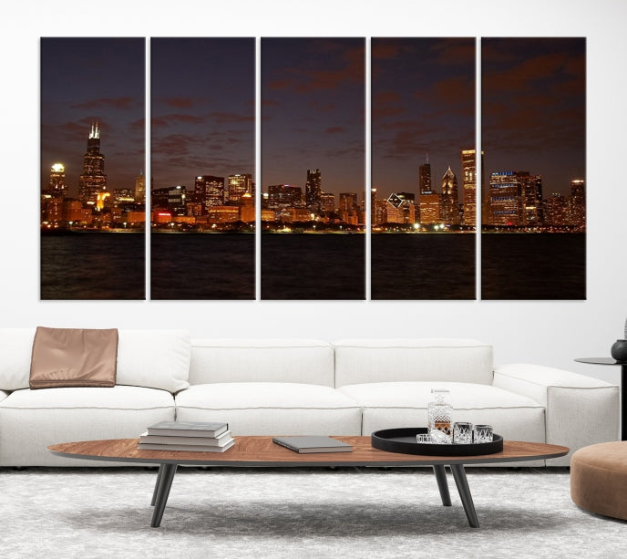 Beautiful Chicago Skyline Wall Art Large Cityscape Canvas Print