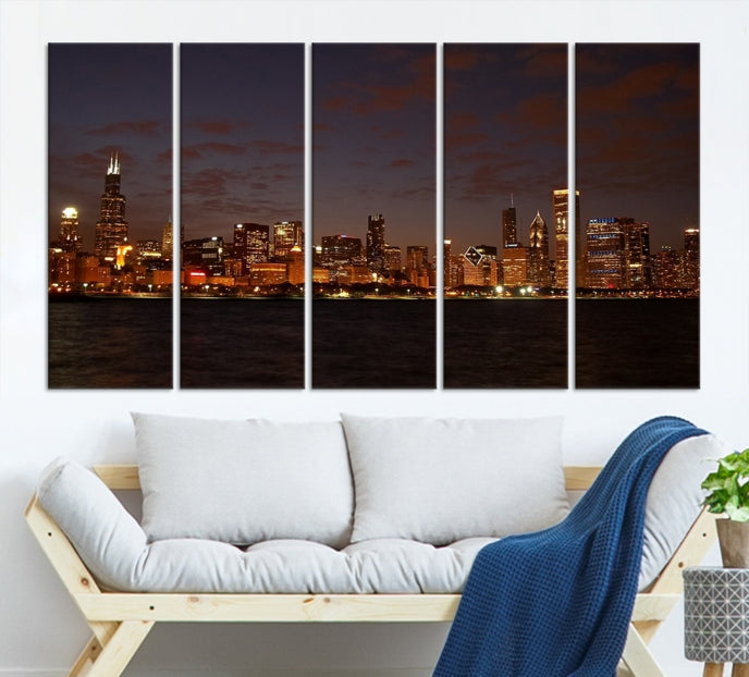 Beautiful Chicago Skyline Wall Art Large Cityscape Canvas Print