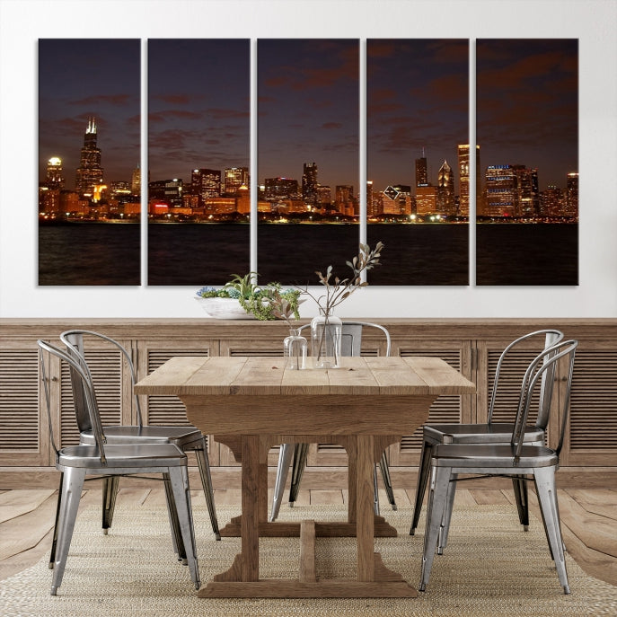 Beautiful Chicago Skyline Wall Art Large Cityscape Canvas Print