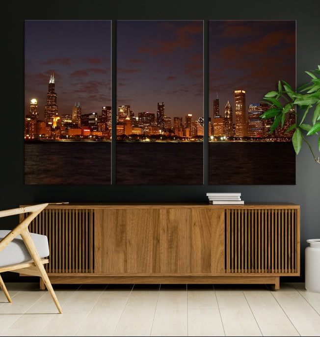 Beautiful Chicago Skyline Wall Art Large Cityscape Canvas Print