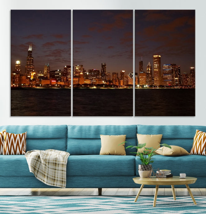 Beautiful Chicago Skyline Wall Art Large Cityscape Canvas Print