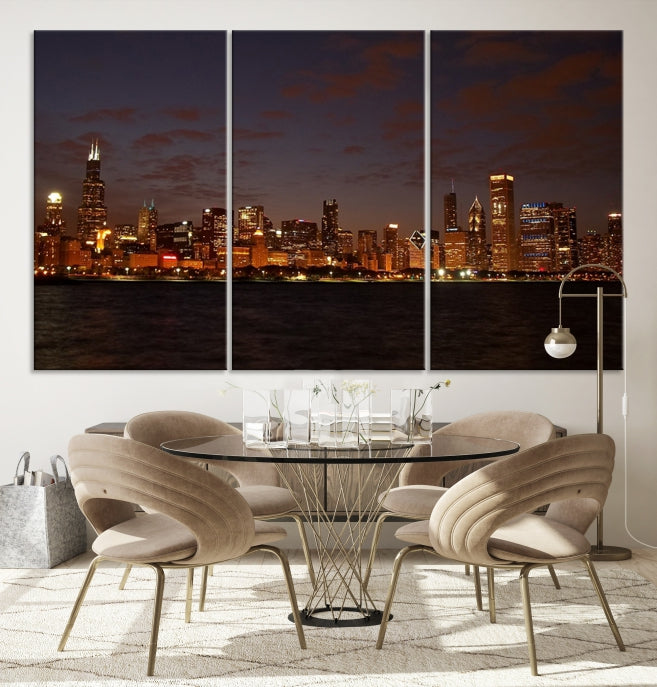 Beautiful Chicago Skyline Wall Art Large Cityscape Canvas Print