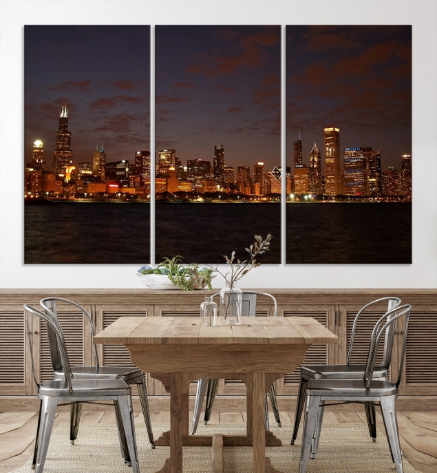 Beautiful Chicago Skyline Wall Art Large Cityscape Canvas Print