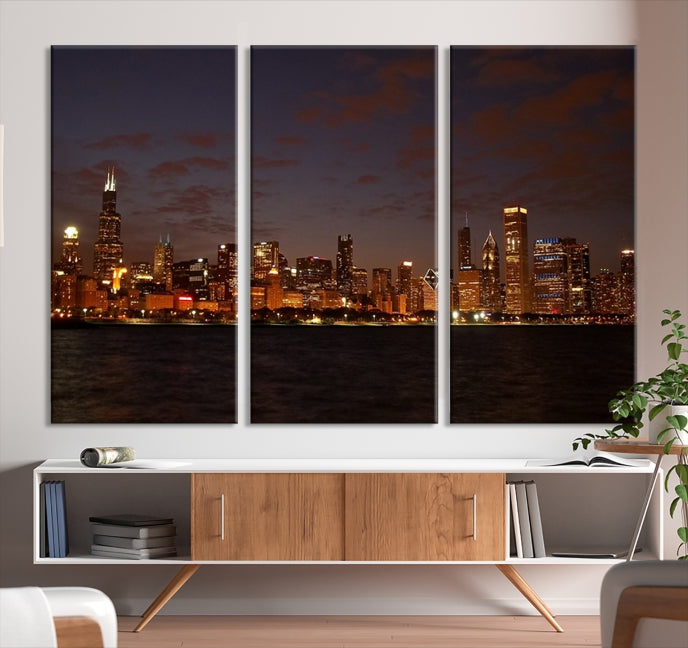 Beautiful Chicago Skyline Wall Art Large Cityscape Canvas Print