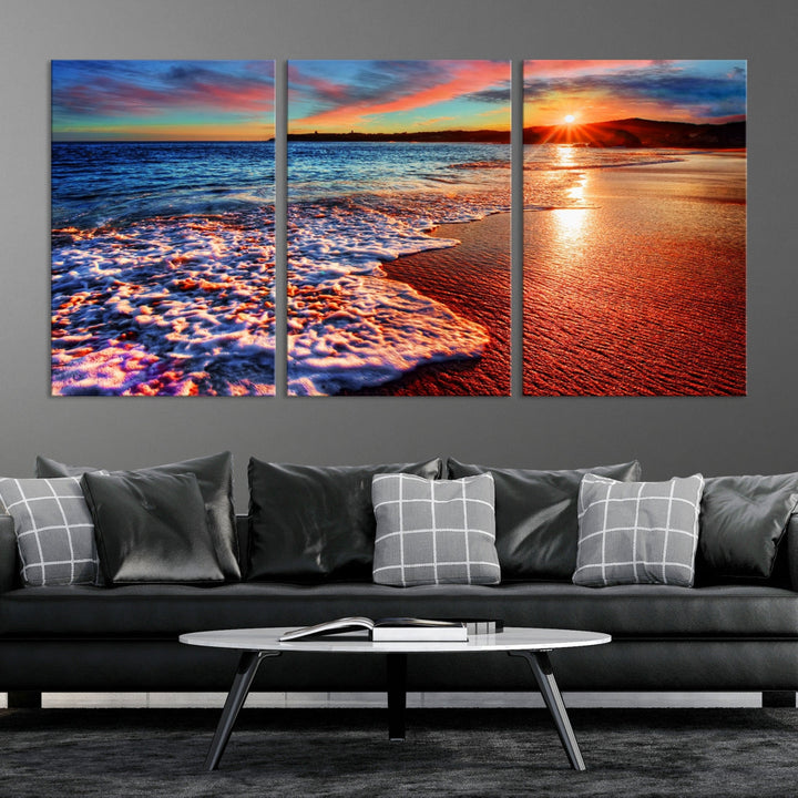 Beautiful Ocean Sunset Beach Giclee Canvas Extra Large Wall Art Print