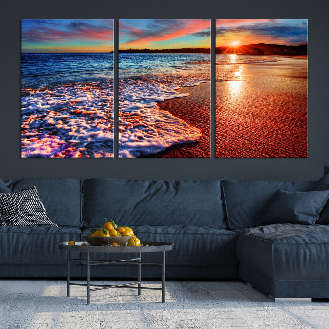 Beautiful Ocean Sunset Beach Giclee Canvas Extra Large Wall Art Print