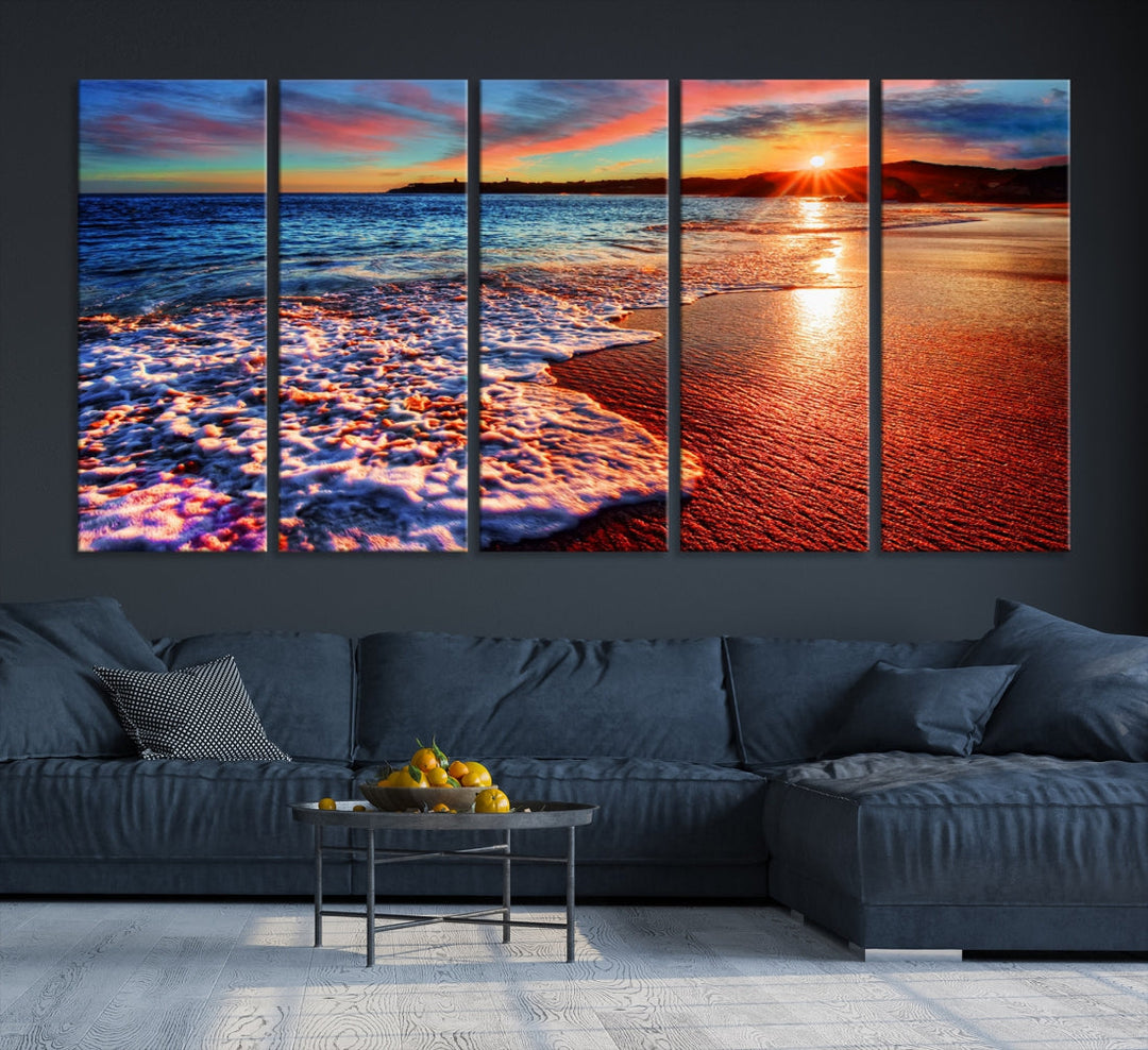 Beautiful Ocean Sunset Beach Giclee Canvas Extra Large Wall Art Print