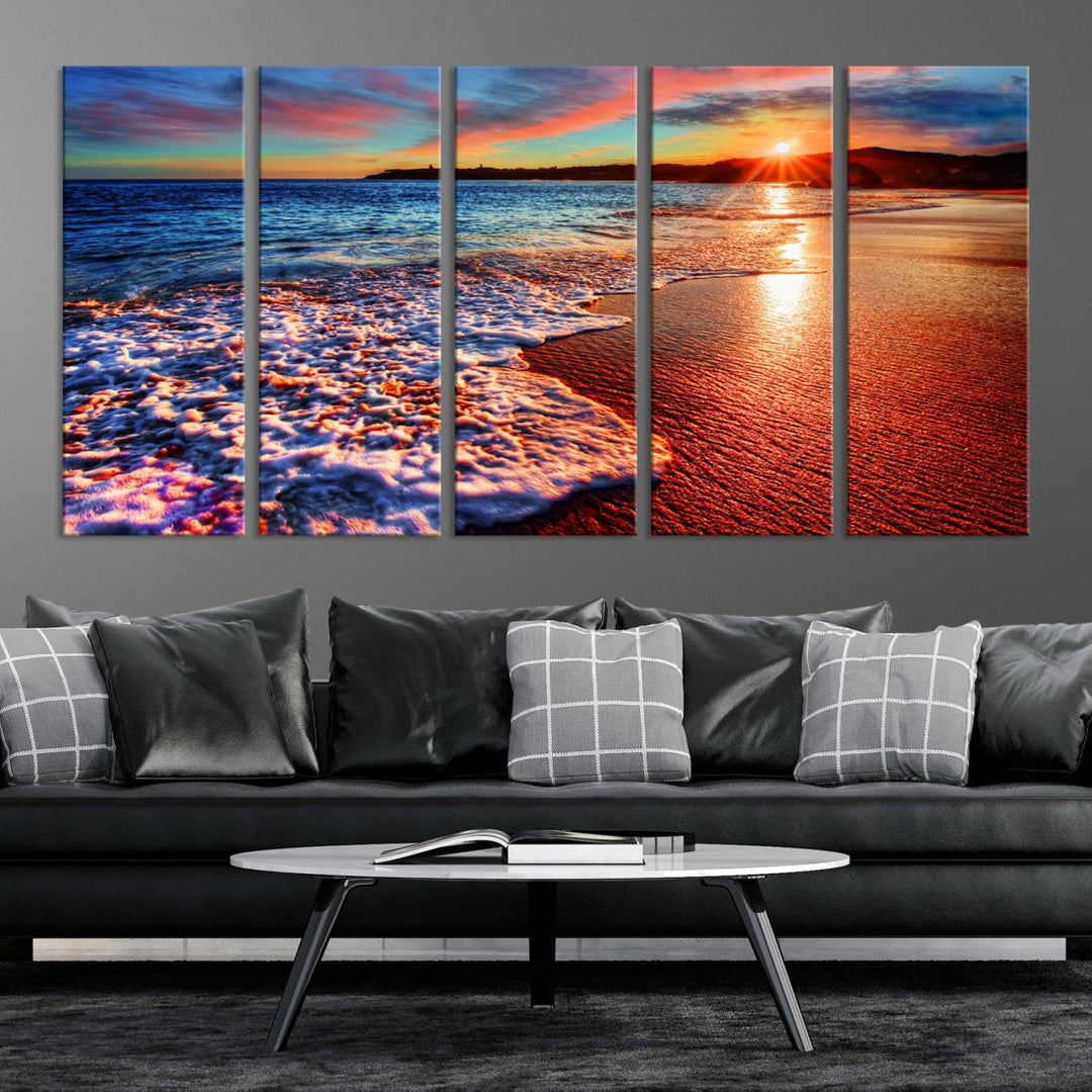 Beautiful Ocean Sunset Beach Giclee Canvas Extra Large Wall Art Print