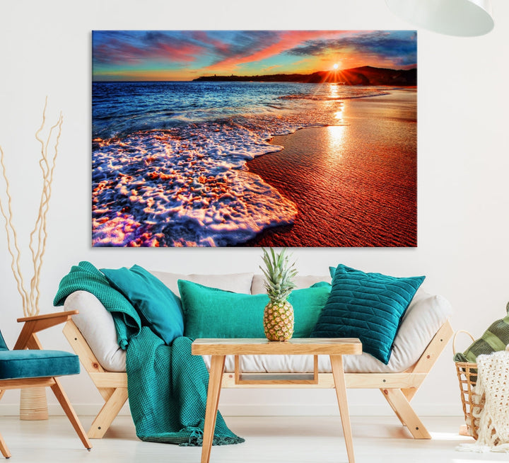 Beautiful Ocean Sunset Beach Giclee Canvas Extra Large Wall Art Print