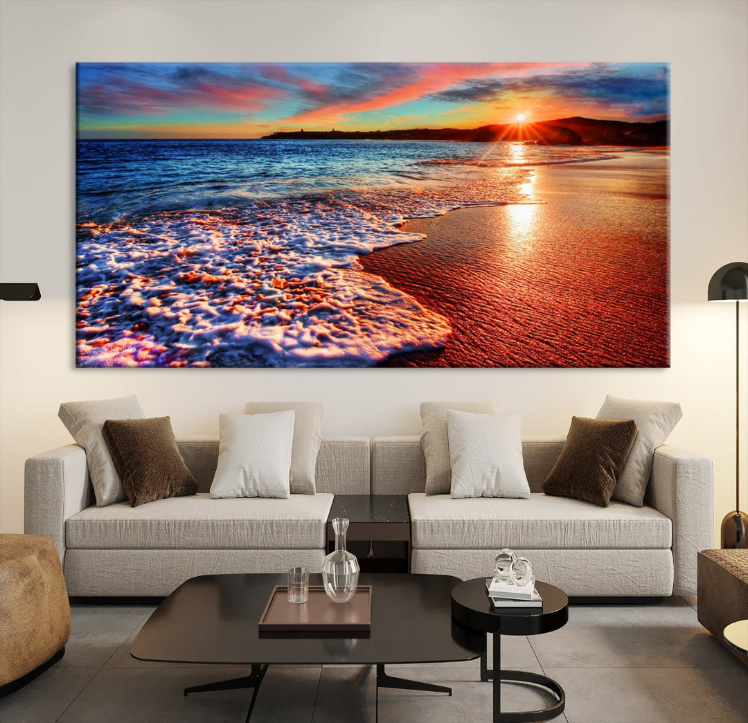 Beautiful Ocean Sunset Beach Giclee Canvas Extra Large Wall Art Print