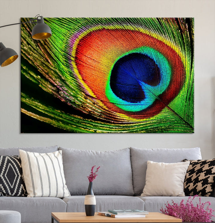 Beautiful Peacock Wings Large Canvas Art Print Relaxing Nursery Decor