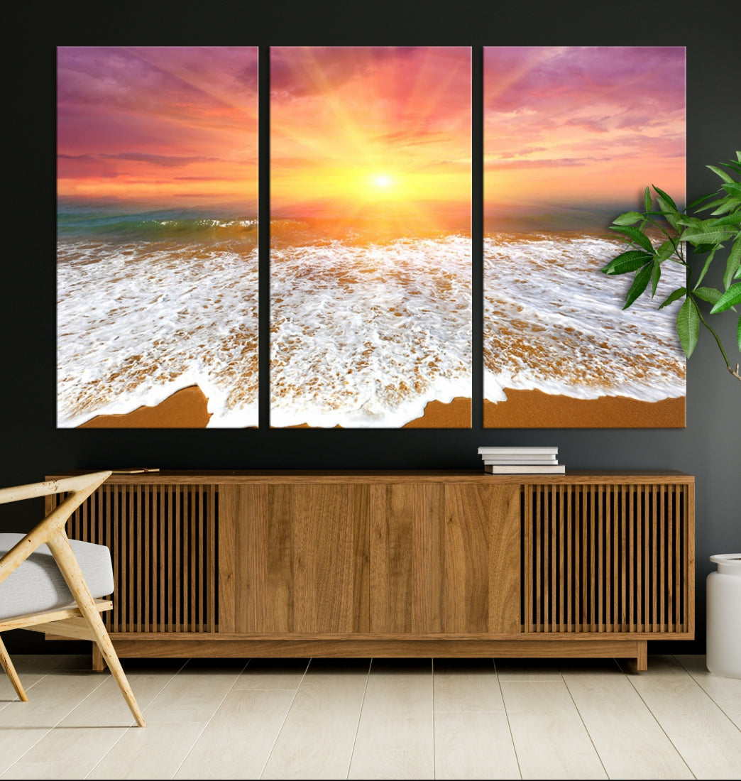 Beautiful Sunset Beach Wall Art Canvas Print