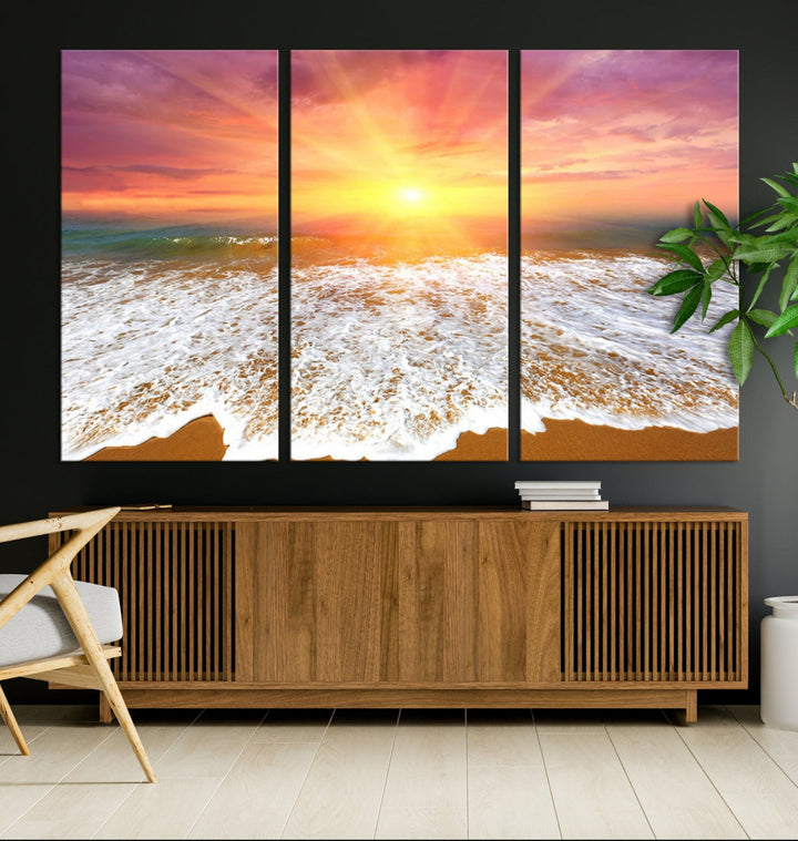 Beautiful Sunset Beach Wall Art Canvas Print