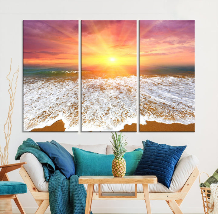 Beautiful Sunset Beach Wall Art Canvas Print