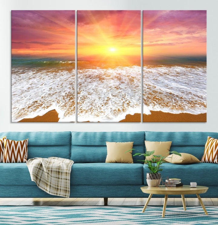 Beautiful Sunset Beach Wall Art Canvas Print