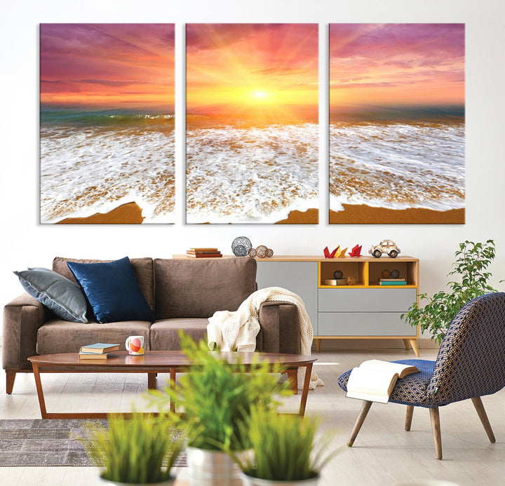 Beautiful Sunset Beach Wall Art Canvas Print