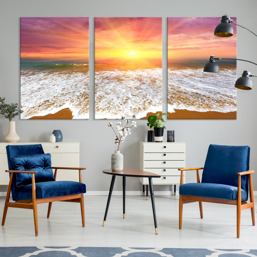 Beautiful Sunset Beach Wall Art Canvas Print