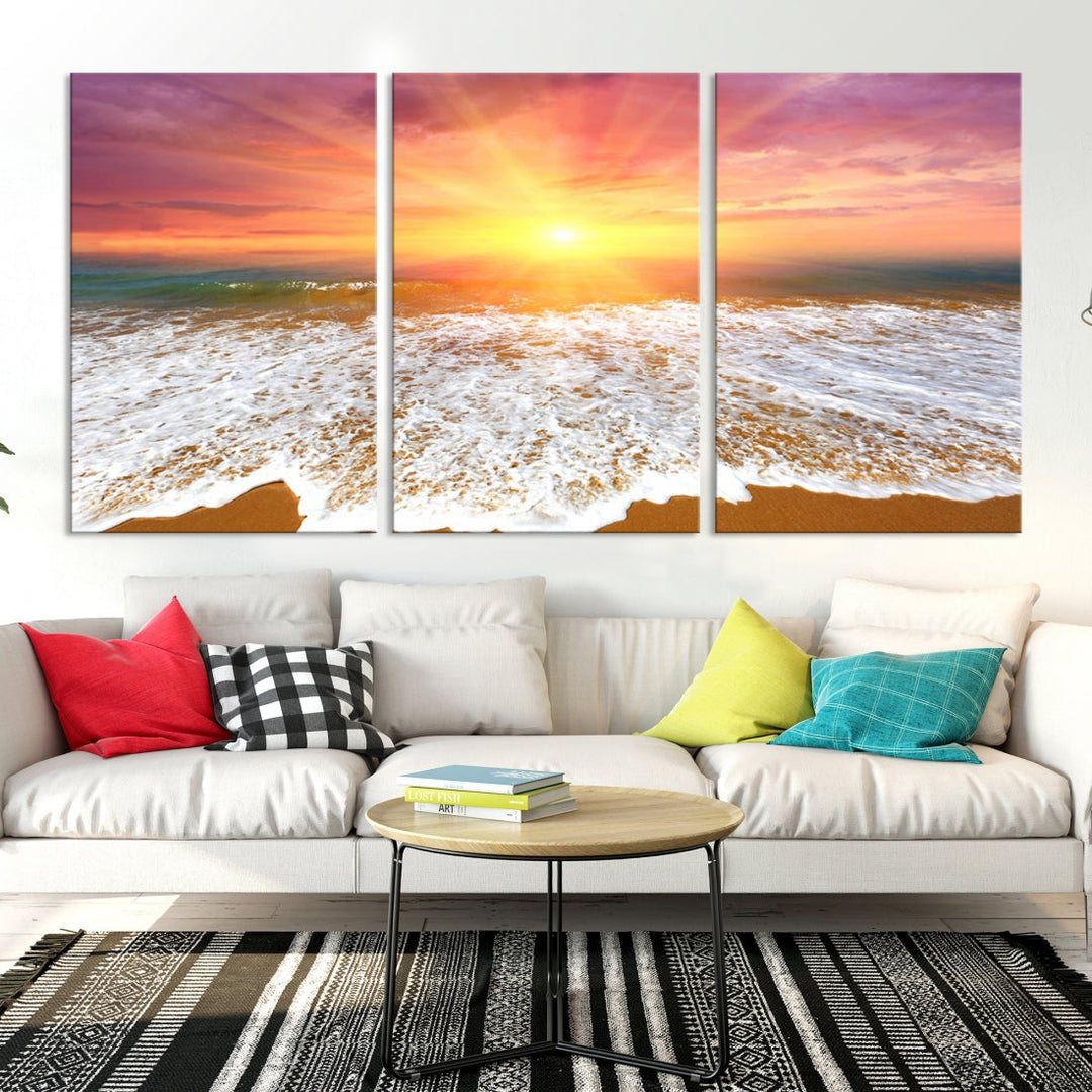 Beautiful Sunset Beach Wall Art Canvas Print