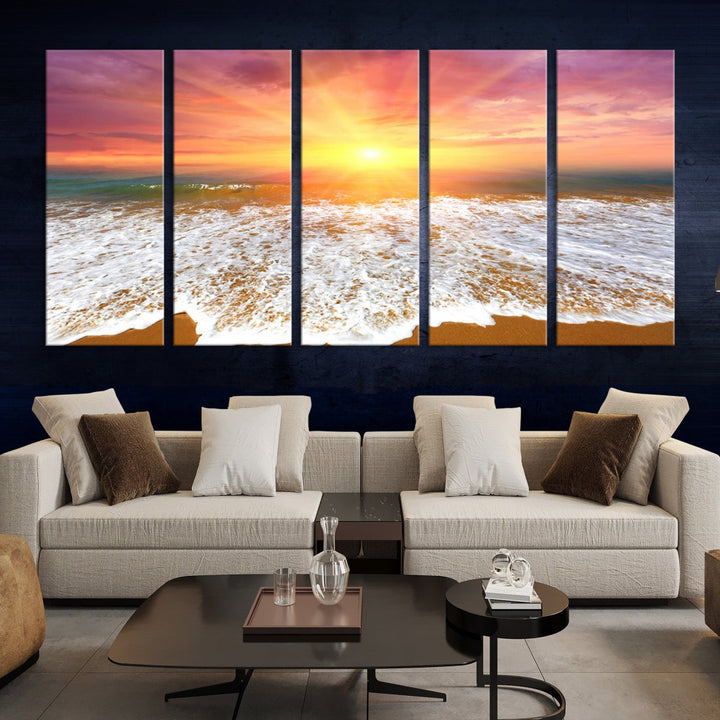 Beautiful Sunset Beach Wall Art Canvas Print