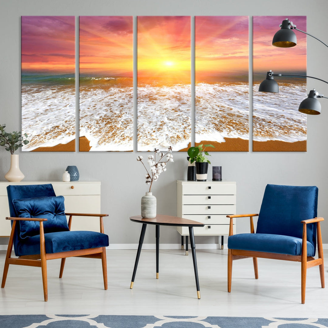 Beautiful Sunset Beach Wall Art Canvas Print