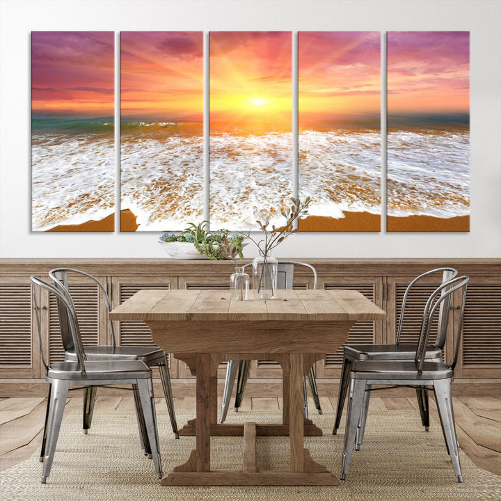 Beautiful Sunset Beach Wall Art Canvas Print