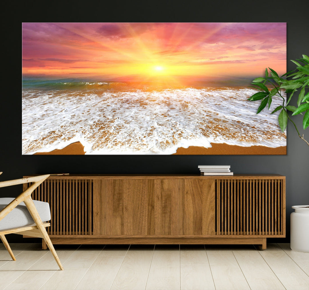 Beautiful Sunset Beach Wall Art Canvas Print