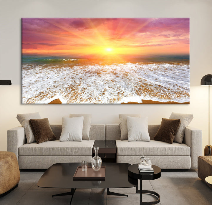 Beautiful Sunset Beach Wall Art Canvas Print