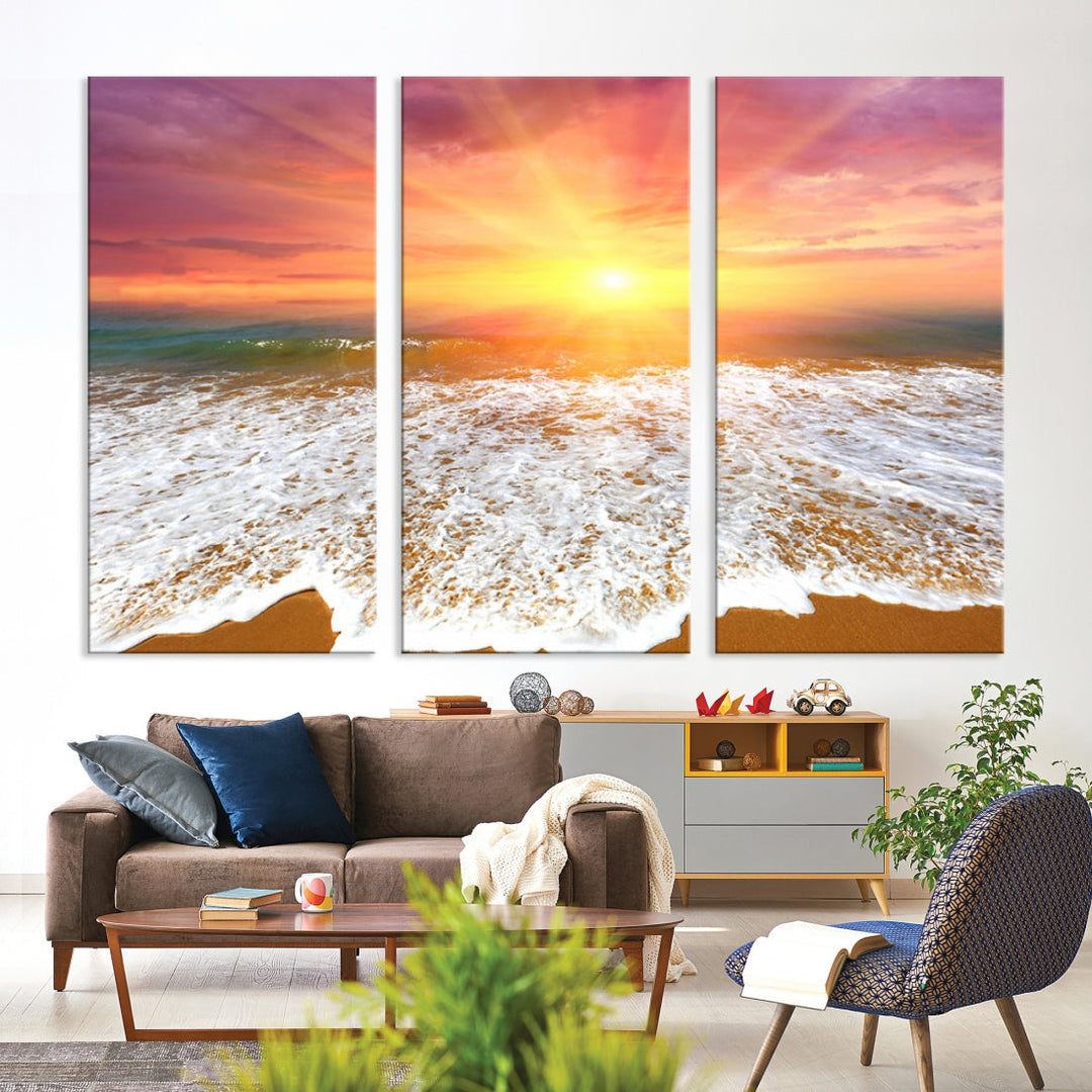 Beautiful Sunset Beach Wall Art Canvas Print