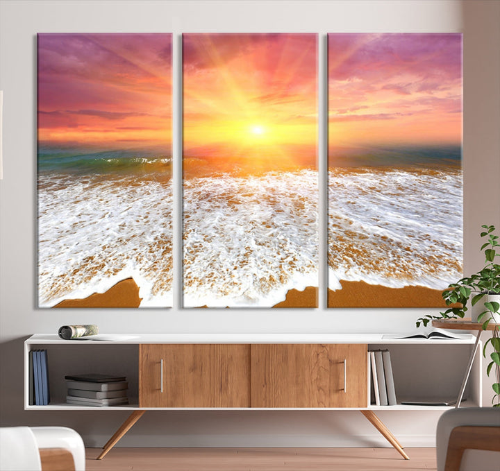 Beautiful Sunset Beach Wall Art Canvas Print