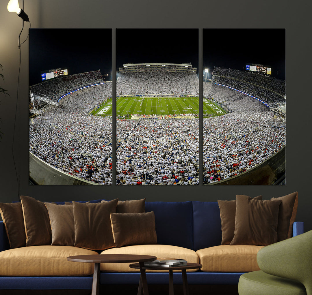 Beaver Stadium Penn State Football Wall Art Penn State Stadium Ready to Hang Canvas Stadium Print Beaver Stadium Out Penn State Night Game