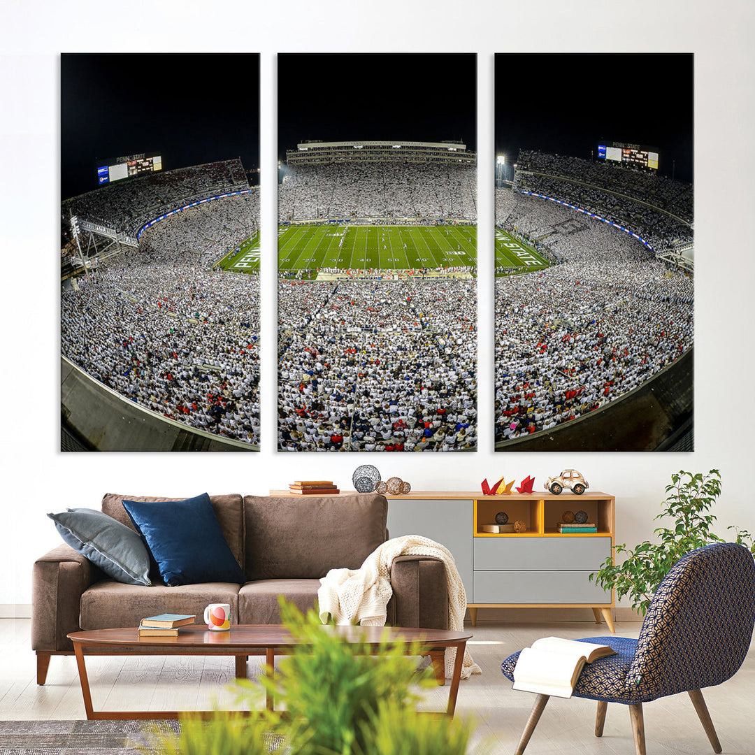 Beaver Stadium Penn State Football Wall Art Penn State Stadium Ready to Hang Canvas Stadium Print Beaver Stadium Out Penn State Night Game