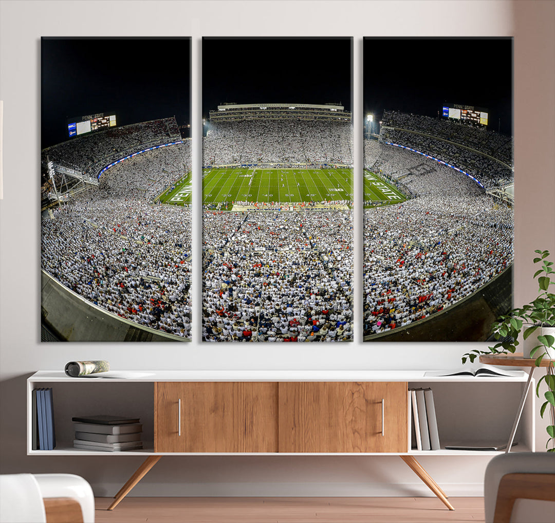 Beaver Stadium Penn State Football Wall Art Penn State Stadium Ready to Hang Canvas Stadium Print Beaver Stadium Out Penn State Night Game