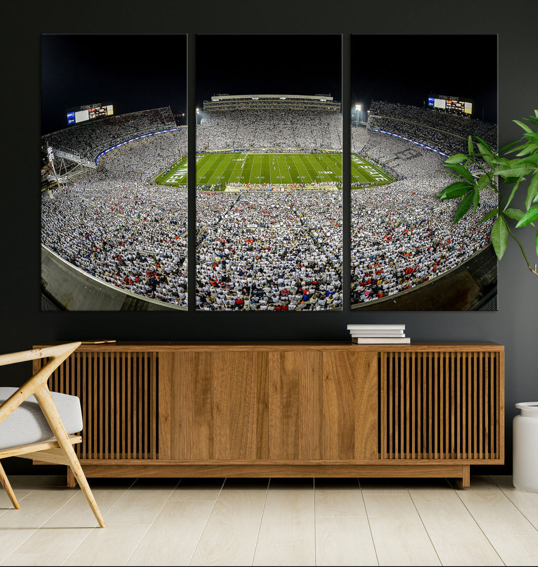 Beaver Stadium Penn State Football Wall Art Penn State Stadium Ready to Hang Canvas Stadium Print Beaver Stadium Out Penn State Night Game