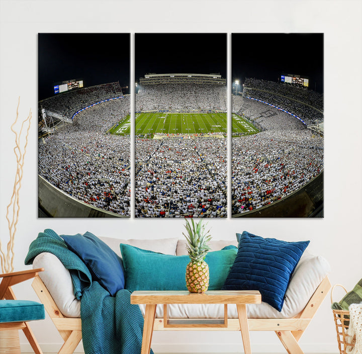 Beaver Stadium Penn State Football Wall Art Penn State Stadium Ready to Hang Canvas Stadium Print Beaver Stadium Out Penn State Night Game