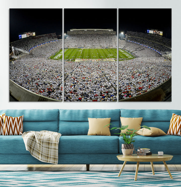 Beaver Stadium Penn State Football Wall Art Penn State Stadium Ready to Hang Canvas Stadium Print Beaver Stadium Out Penn State Night Game