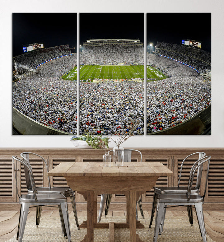 Beaver Stadium Penn State Football Wall Art Penn State Stadium Ready to Hang Canvas Stadium Print Beaver Stadium Out Penn State Night Game