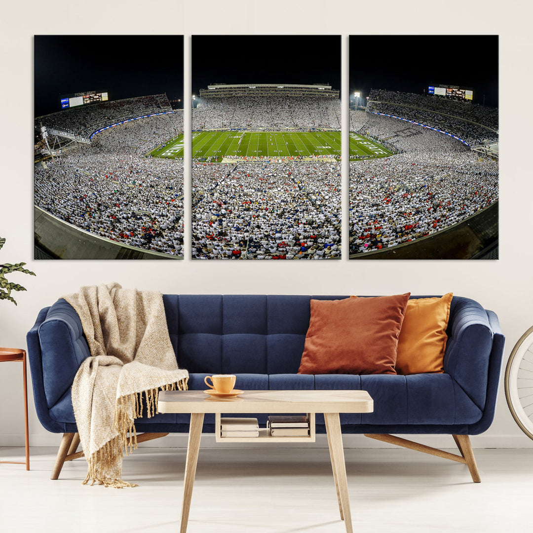 Beaver Stadium Penn State Football Wall Art Penn State Stadium Ready to Hang Canvas Stadium Print Beaver Stadium Out Penn State Night Game