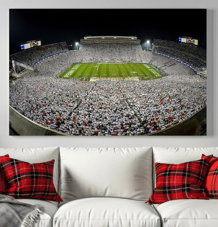 Beaver Stadium Penn State Football Wall Art Penn State Stadium Ready to Hang Canvas Stadium Print Beaver Stadium Out Penn State Night Game